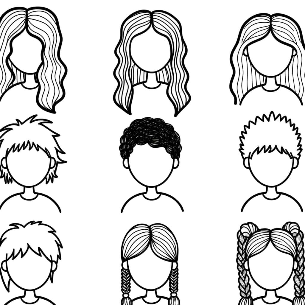 Coloriage Styles de cheveux à imprimer et colorier