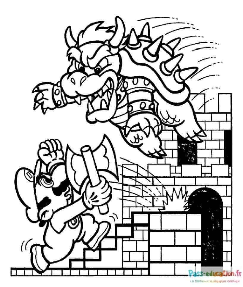 Coloriage Duel de personnages Nintendo à imprimer et colorier
