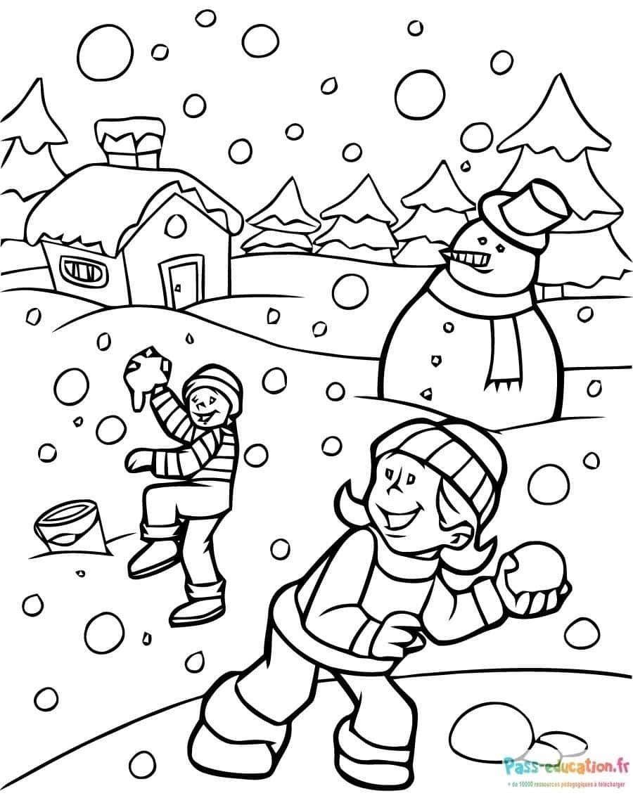 Coloriage Jeu enneigé à imprimer et colorier