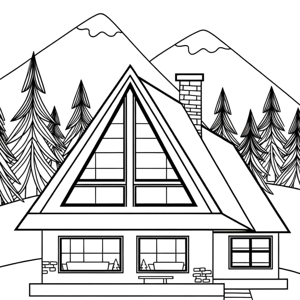 Coloriage Chalet montagnard à imprimer et colorier
