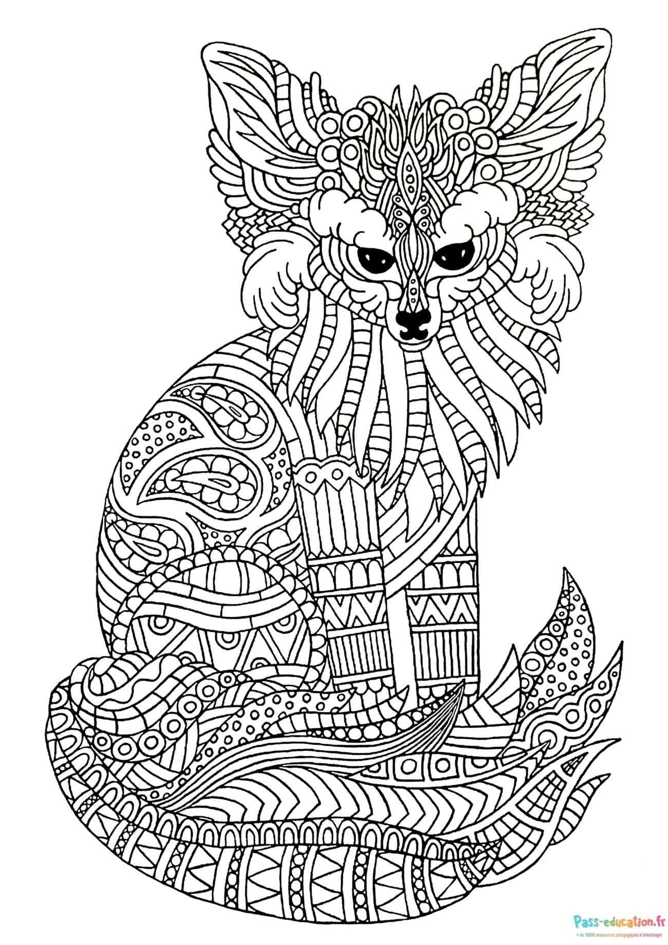 Coloriage Renard mandala à imprimer et colorier