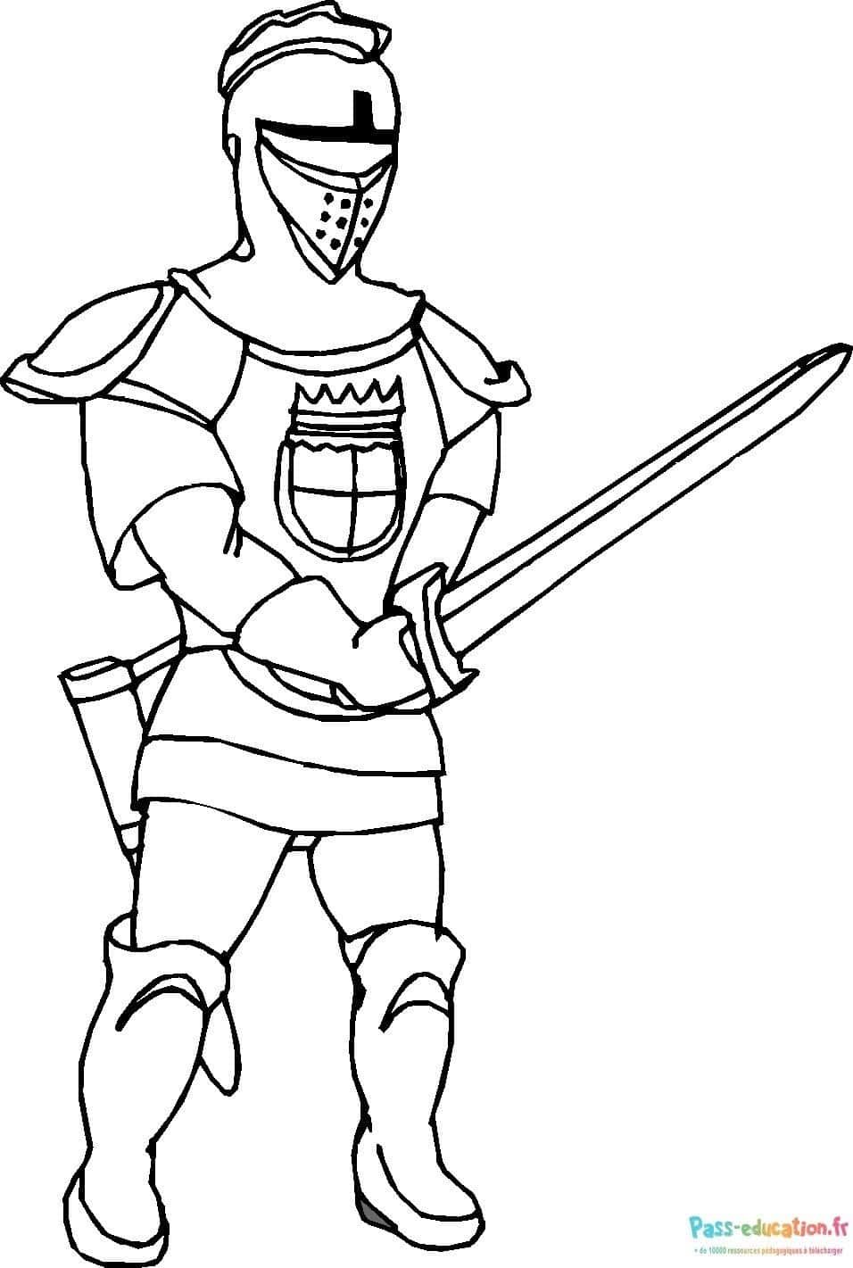 Coloriage Chevalier en armure à imprimer et colorier