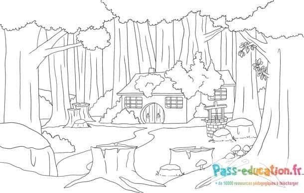 Coloriage Maison forestière à imprimer et colorier