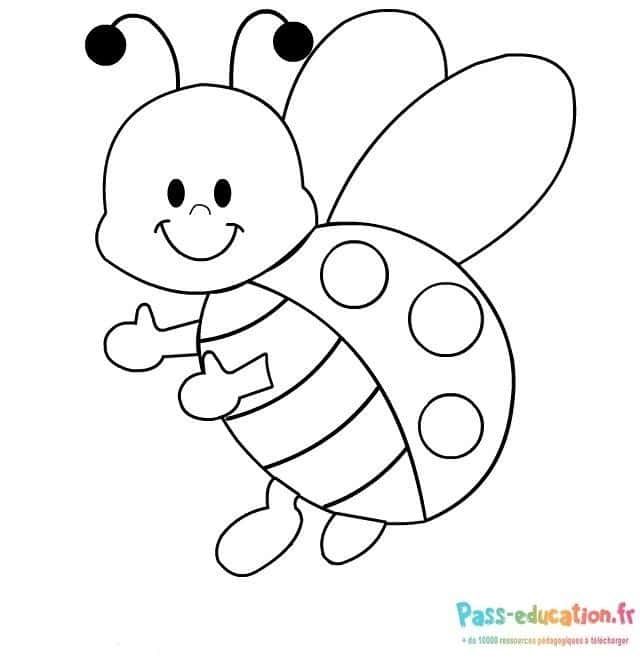 Coloriage Coccinelle souriante à imprimer et colorier