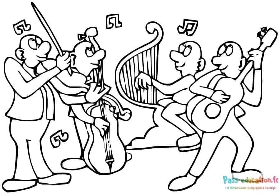 Coloriage Quatuor musical à imprimer et colorier
