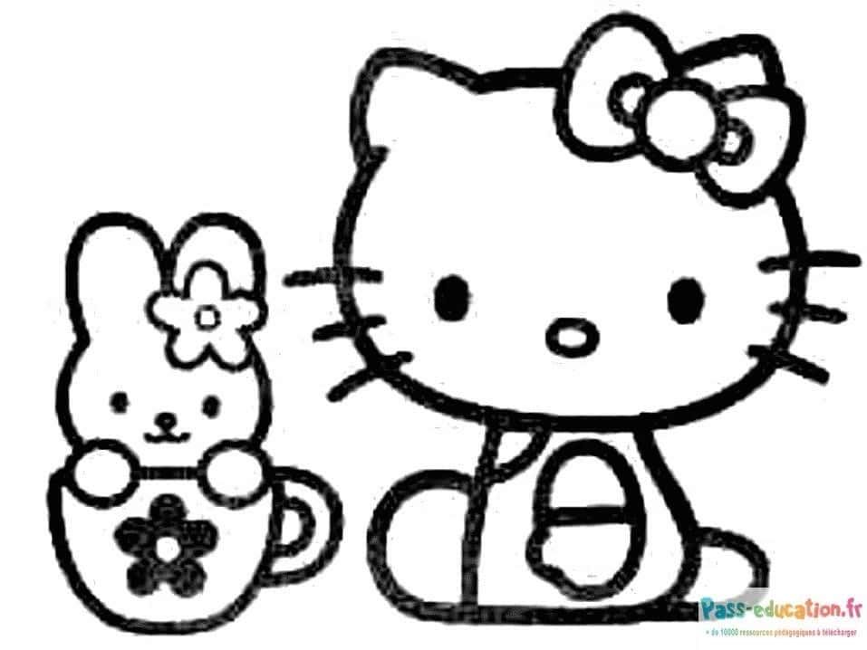 Coloriage Hello Kitty et ami à imprimer et colorier