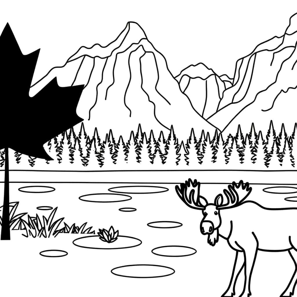 Coloriage Paysage canadien à imprimer et colorier