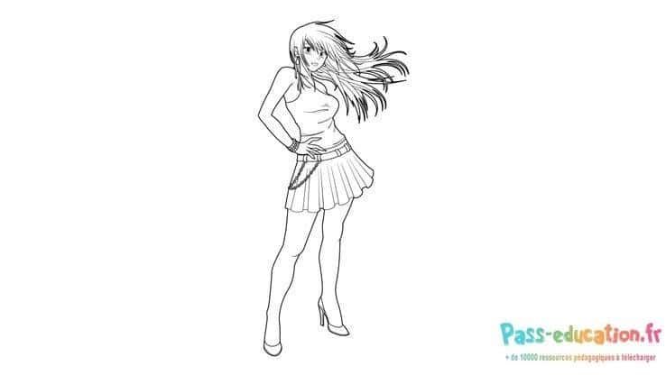 Coloriage Jeune fille manga à imprimer et colorier
