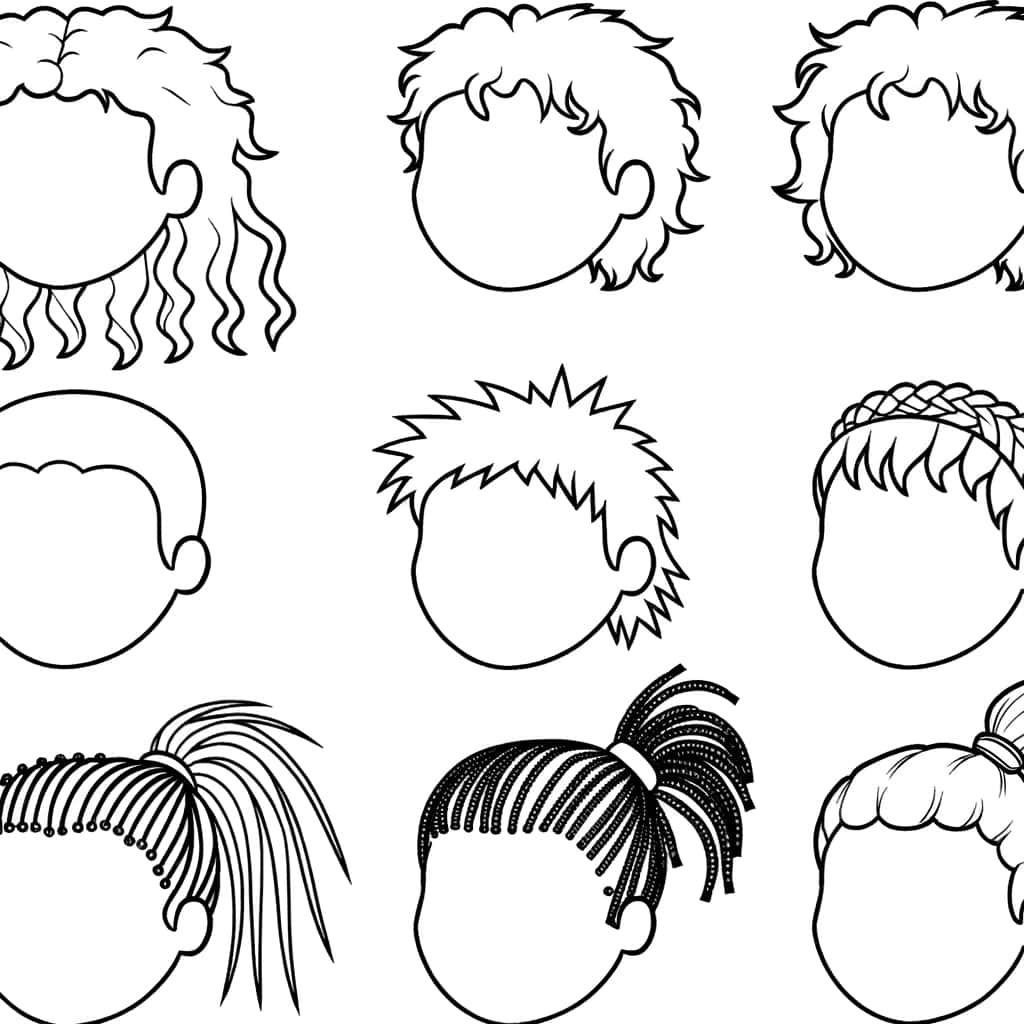 Coloriage Styles de cheveux à imprimer et colorier
