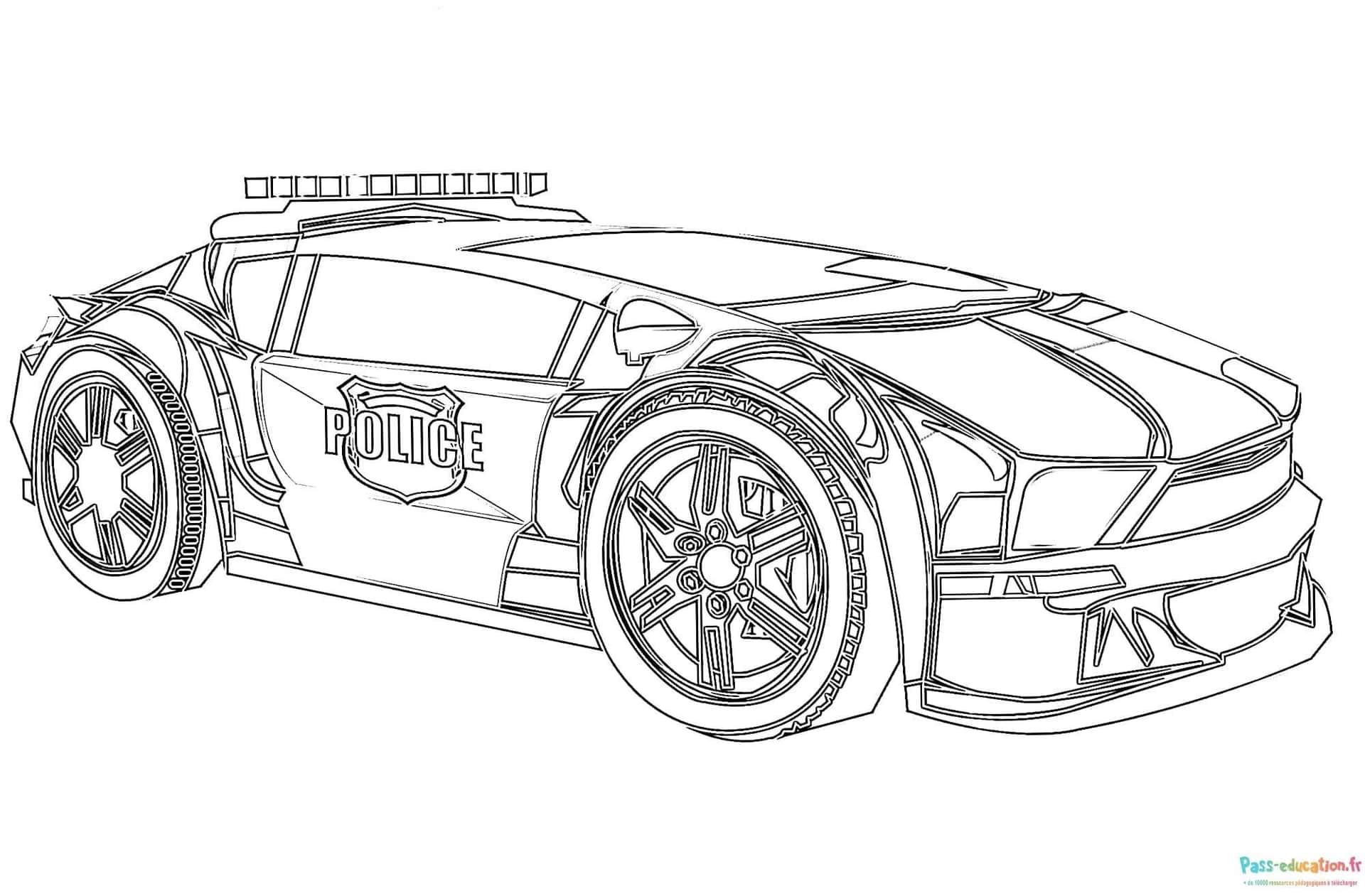 Coloriage Voiture de police à imprimer et colorier