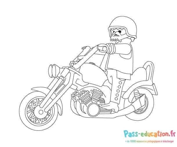 Coloriage Motard sur moto à imprimer et colorier