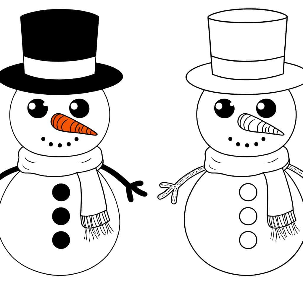 Coloriage Bonhommes de neige à imprimer et colorier