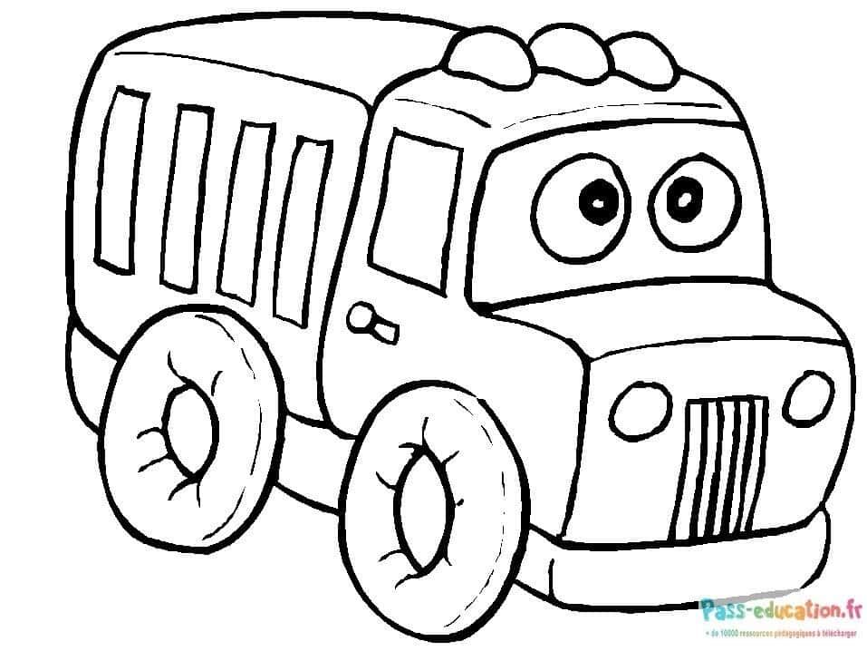 Coloriage Camion souriant à imprimer et colorier