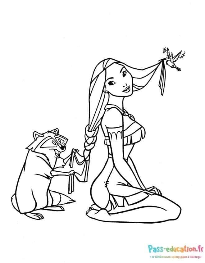 Coloriage Pocahontas et amis à imprimer et colorier
