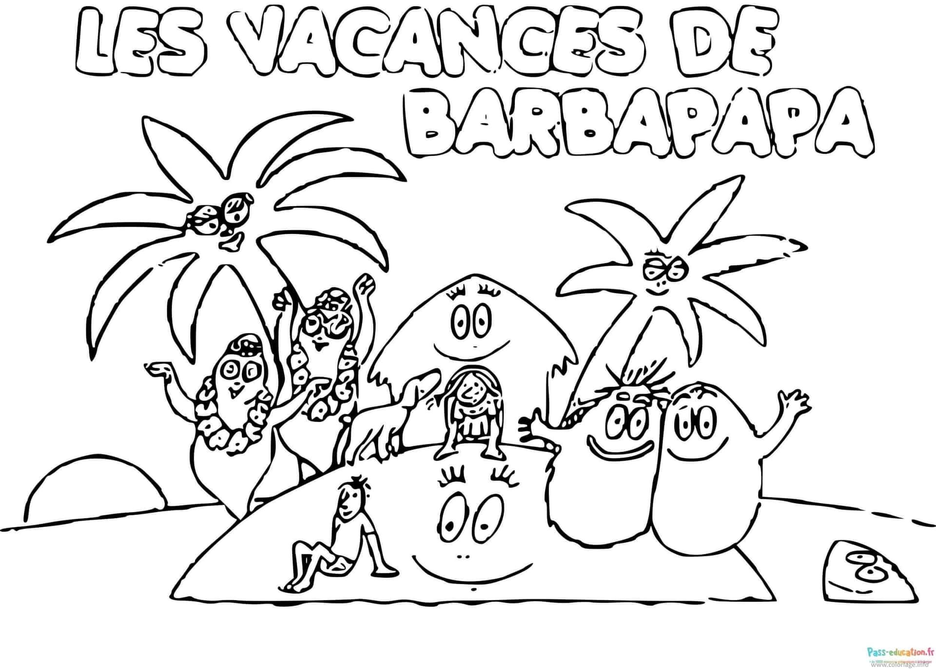 Coloriage Vacances Barbapapa à imprimer et colorier