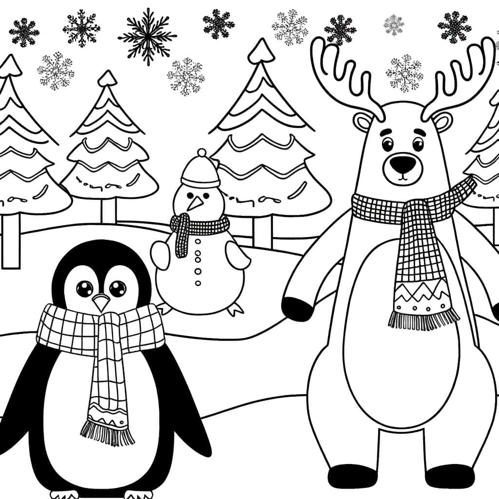 Coloriage Animaux d'hiver à imprimer et colorier