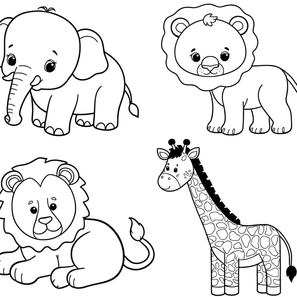 Coloriage Bebe Animaux Sauvages à imprimer et colorier