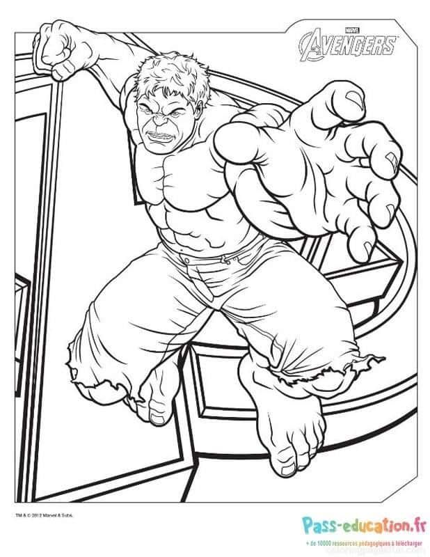 Coloriage Hulk tend la main à imprimer et colorier
