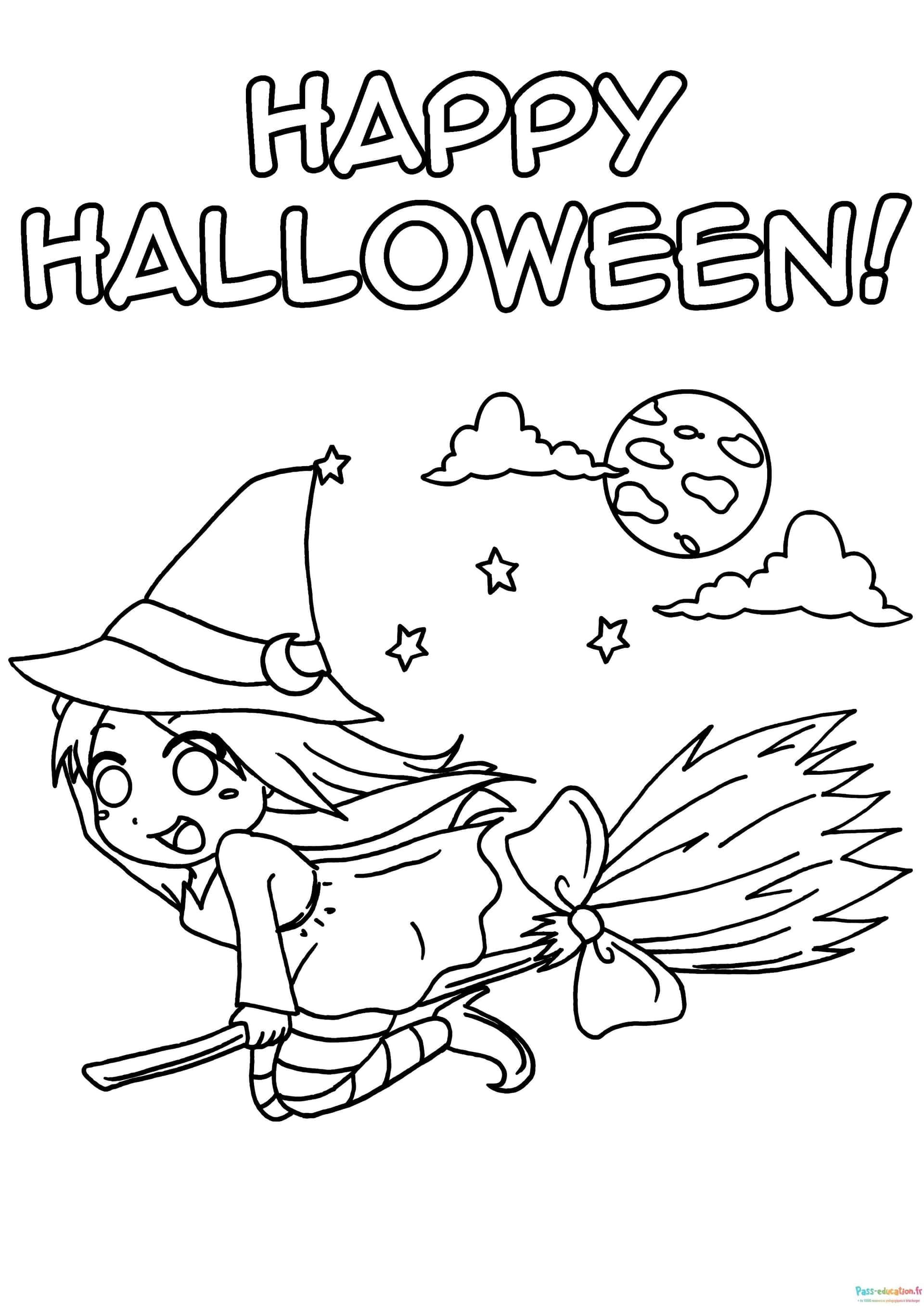Coloriage Sorcière Halloween à imprimer et colorier