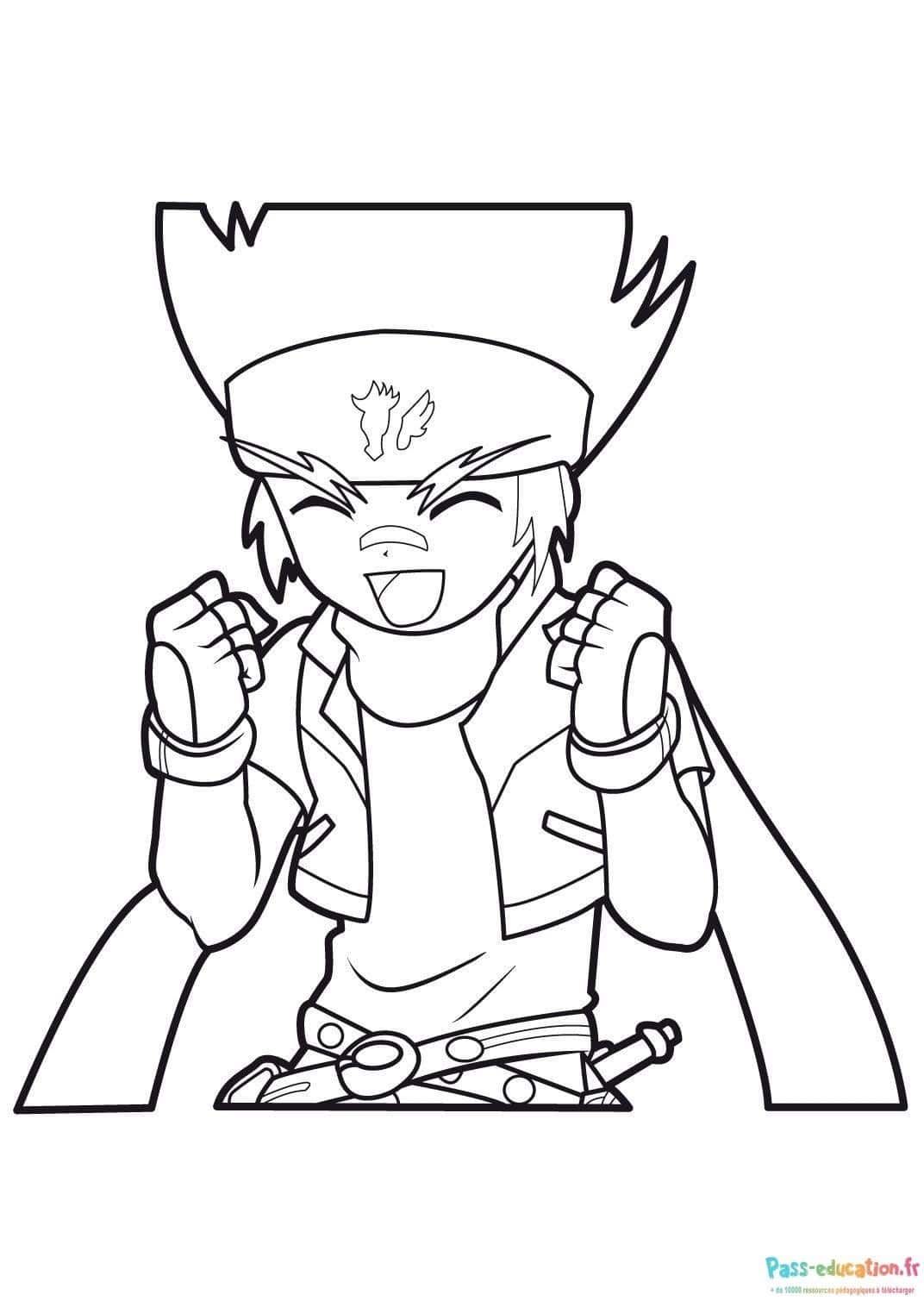 Coloriage Joueur Beyblade excité à imprimer et colorier