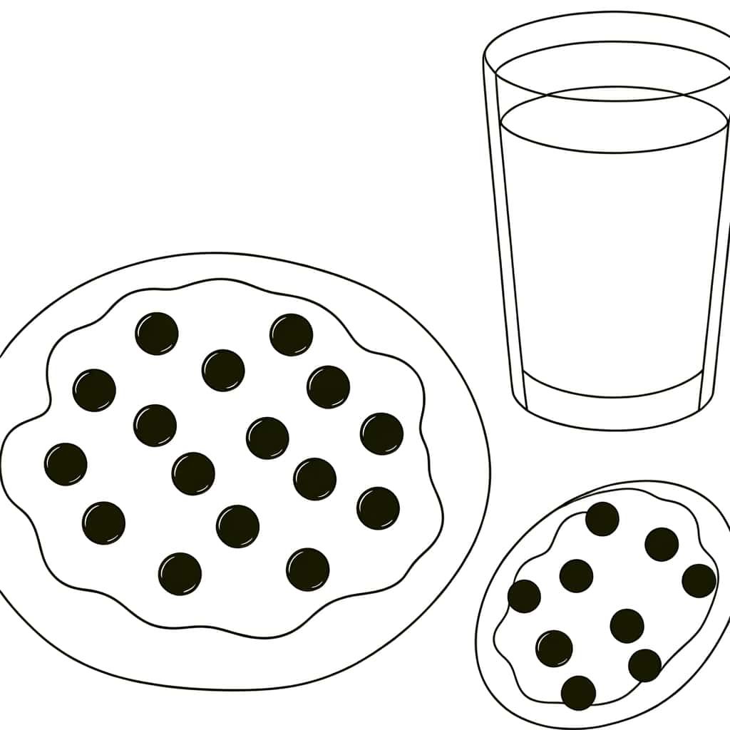 Coloriage Biscuits et verre d'eau à imprimer et colorier