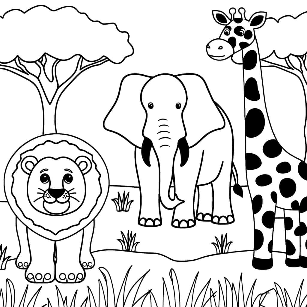 Coloriage Animaux de la savane à imprimer et colorier