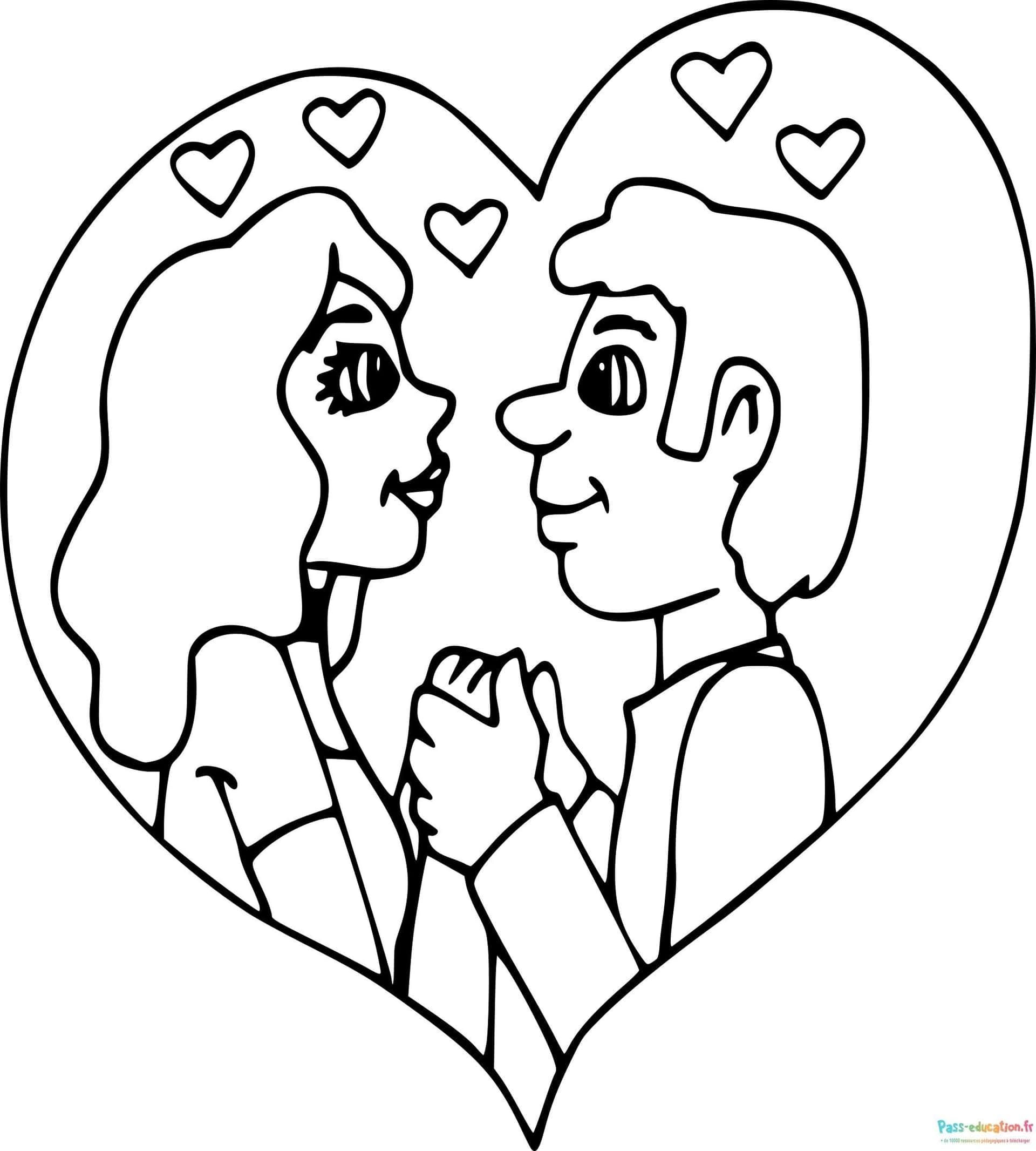 Coloriage Couple amoureux à imprimer et colorier