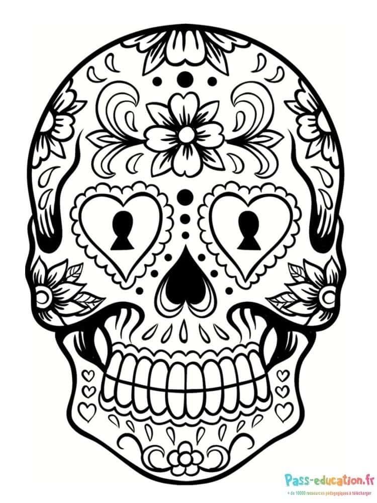 Coloriage Crâne fleuri à imprimer et colorier