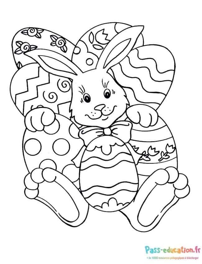 Coloriage Lapin de Pâques à imprimer et colorier
