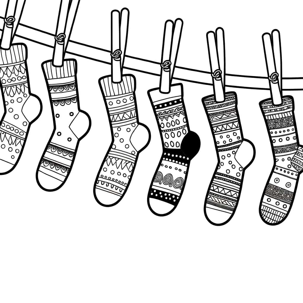 Coloriage Chaussettes à motifs à imprimer et colorier