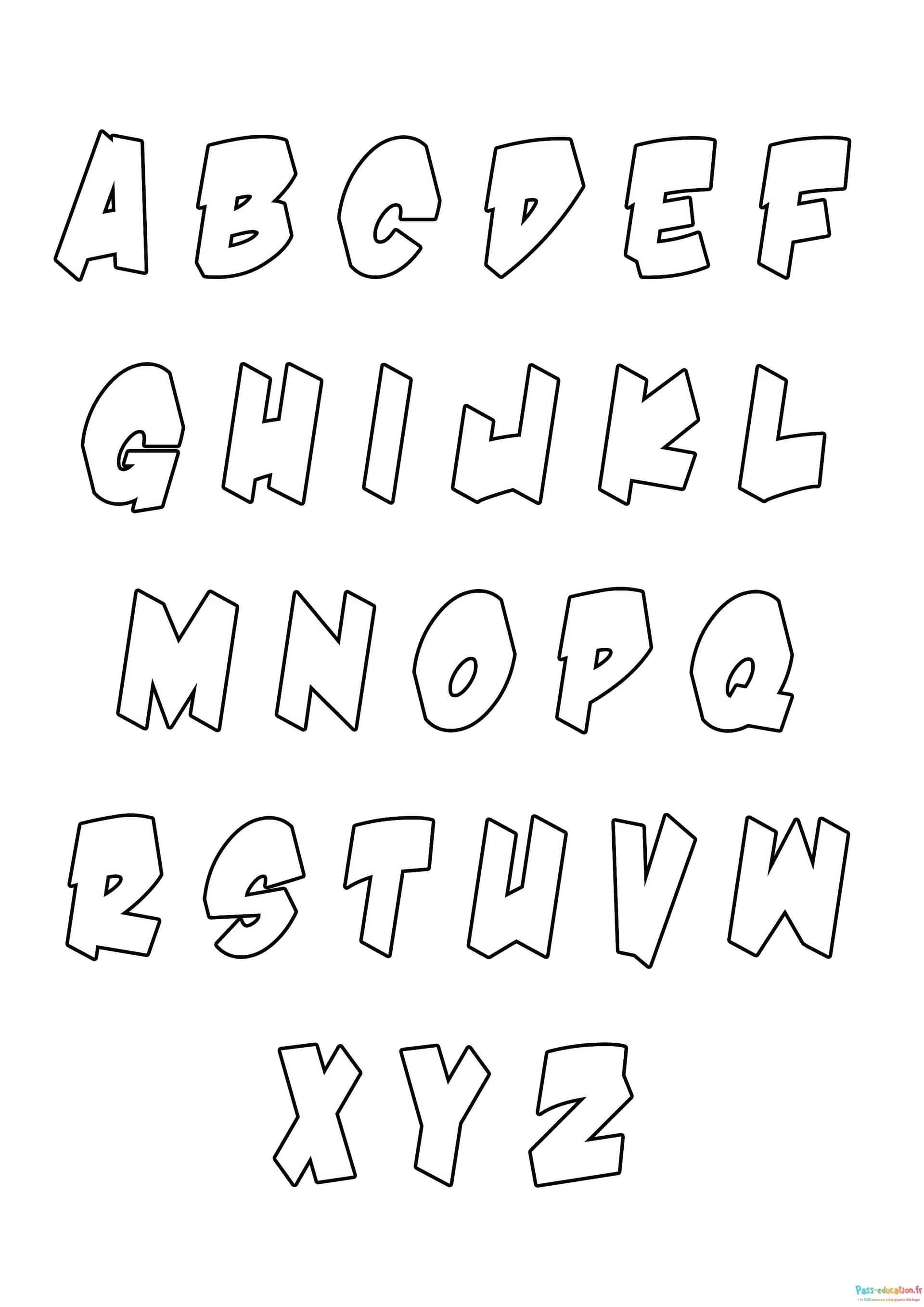 Coloriage Alphabet en 3D à imprimer et colorier