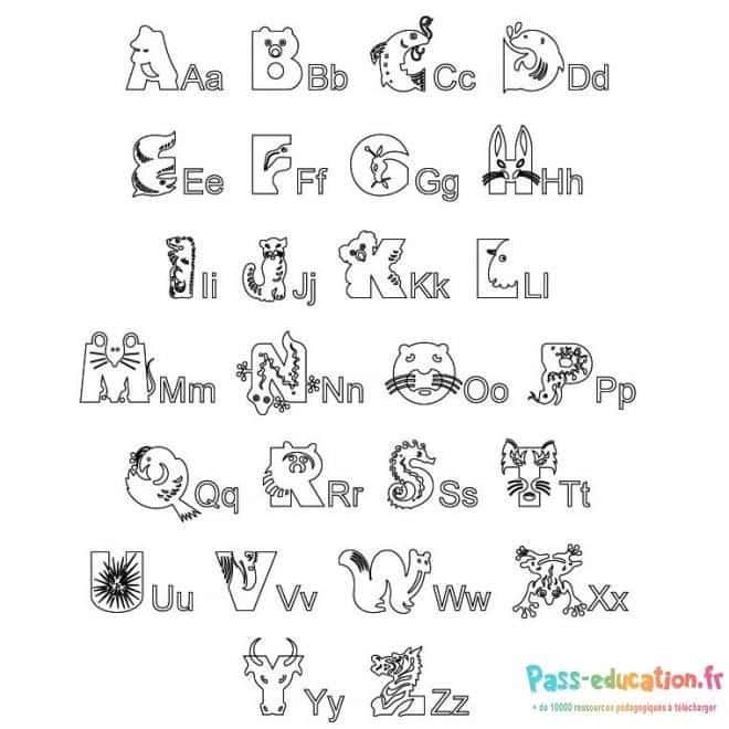 Coloriage Alphabet animalier à imprimer et colorier
