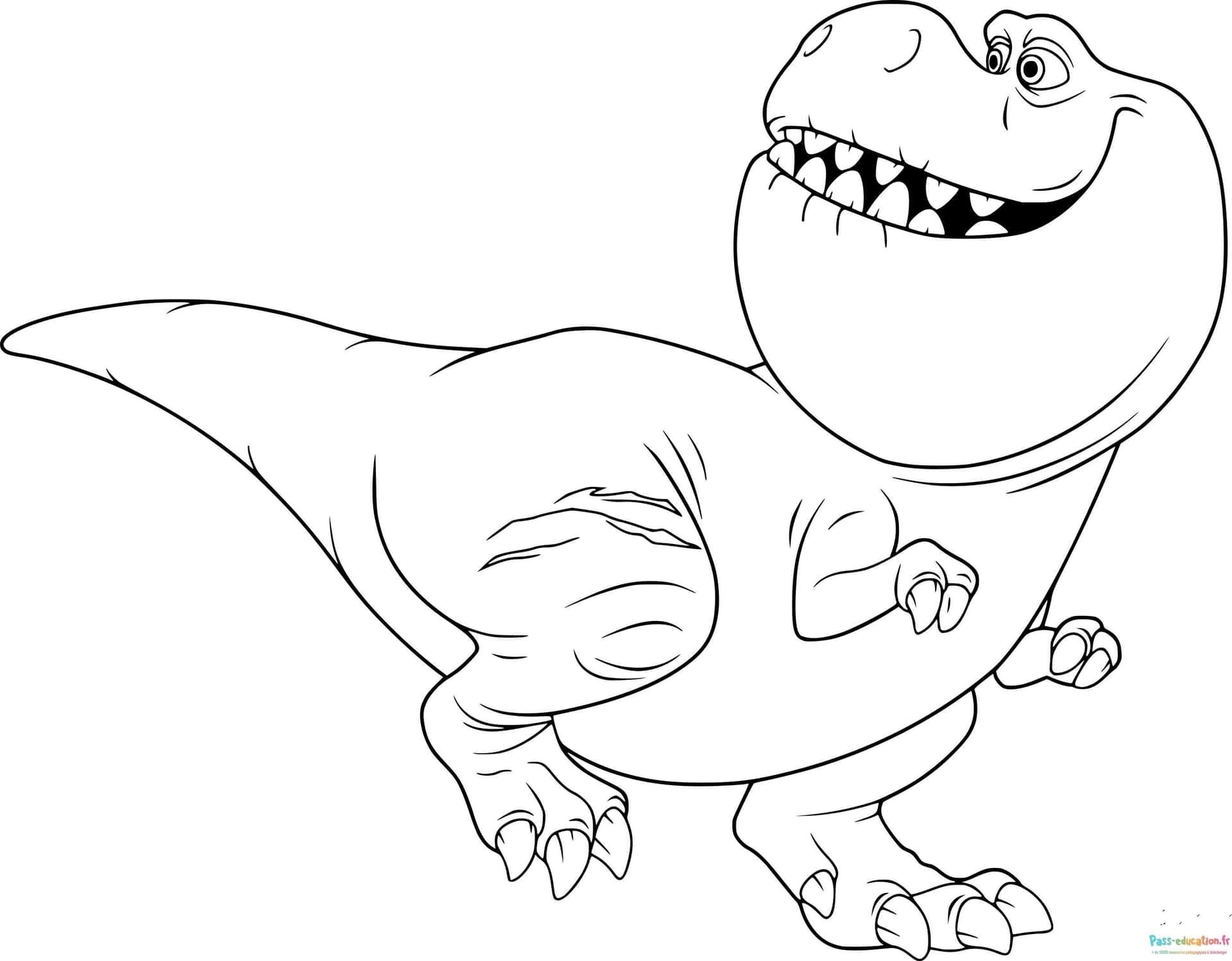 Coloriage Tyrannosaure souriant à imprimer et colorier
