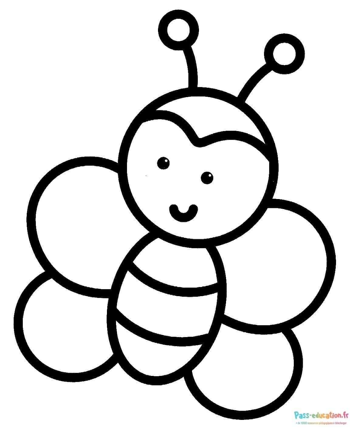 Coloriage Dessin abeille souriante à imprimer et colorier