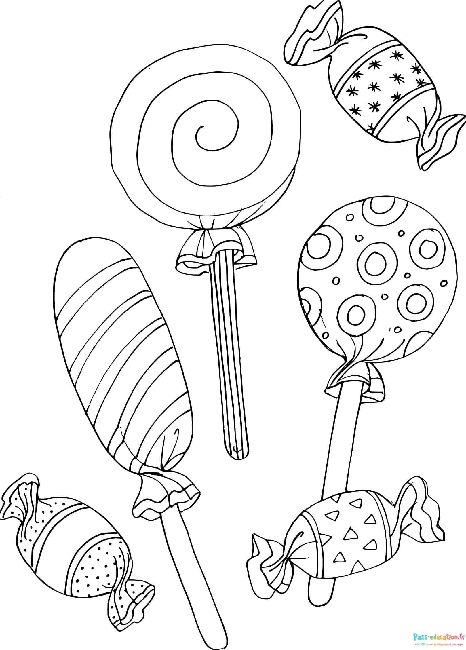 Coloriage Sucreries variées à imprimer et colorier