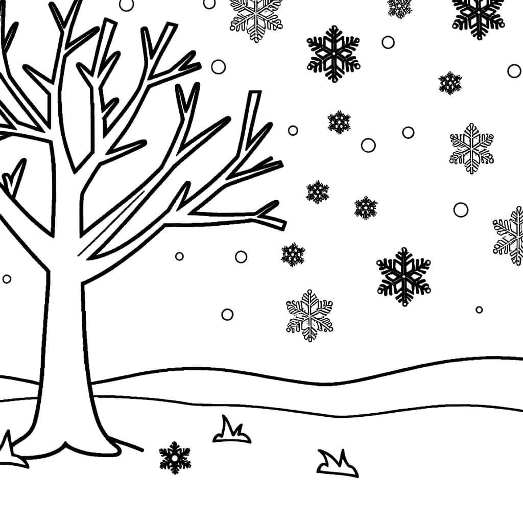 Coloriage Arbre Hiver à imprimer et colorier