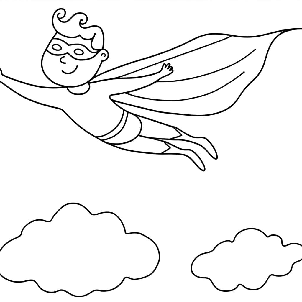 Coloriage Super-héros volant à imprimer et colorier