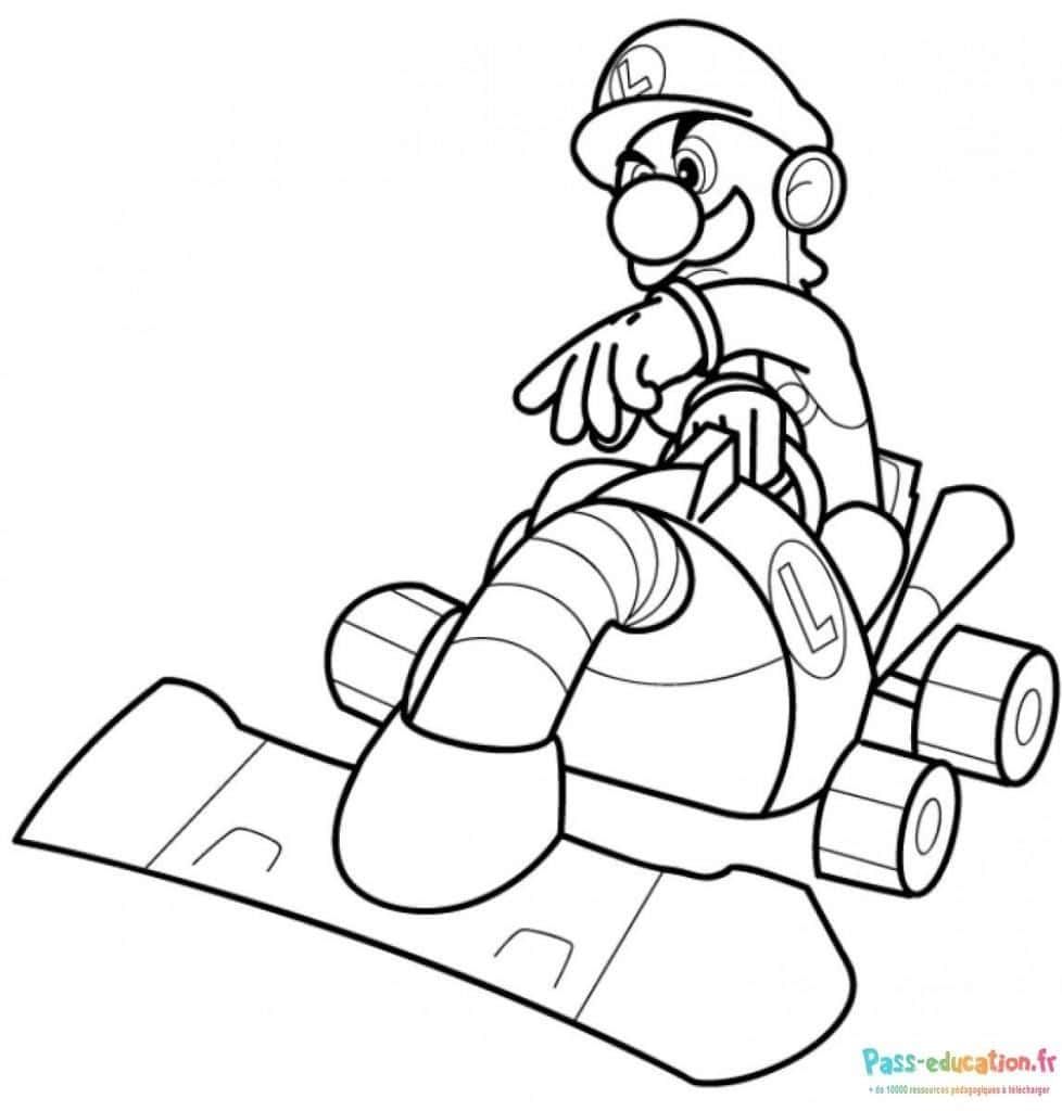 Coloriage Luigi en kart à imprimer et colorier