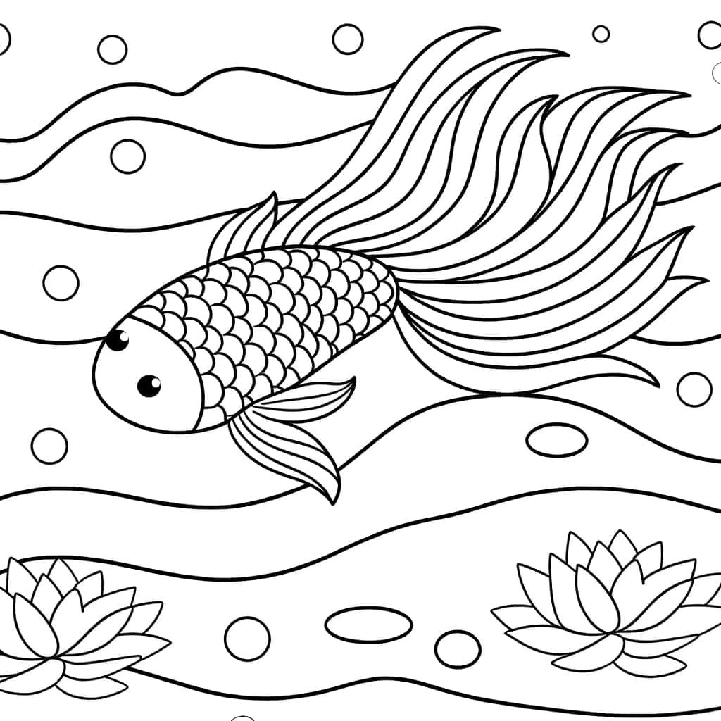 Coloriage Carpe Koi à imprimer et colorier