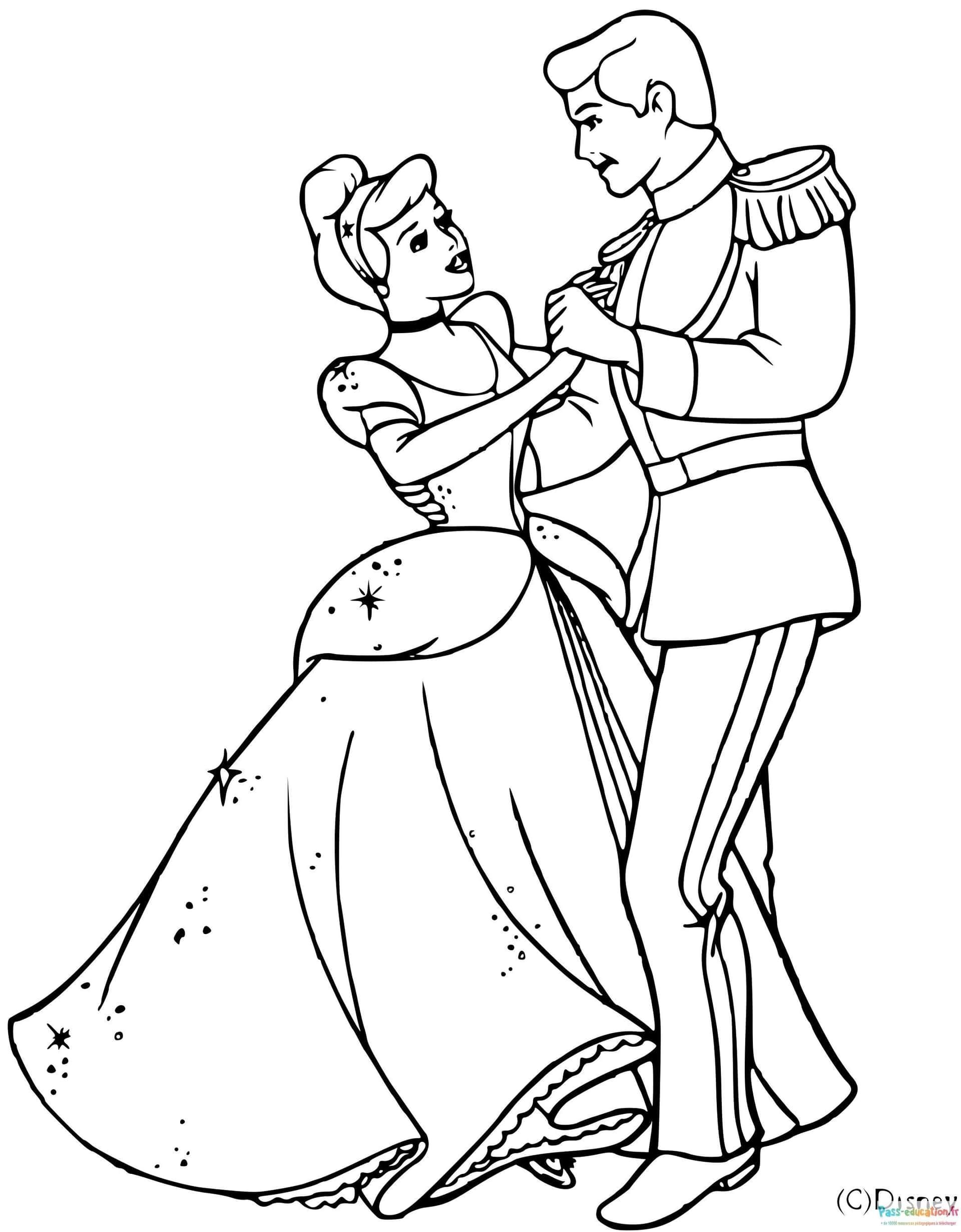 Coloriage Bal Cinderella à imprimer et colorier