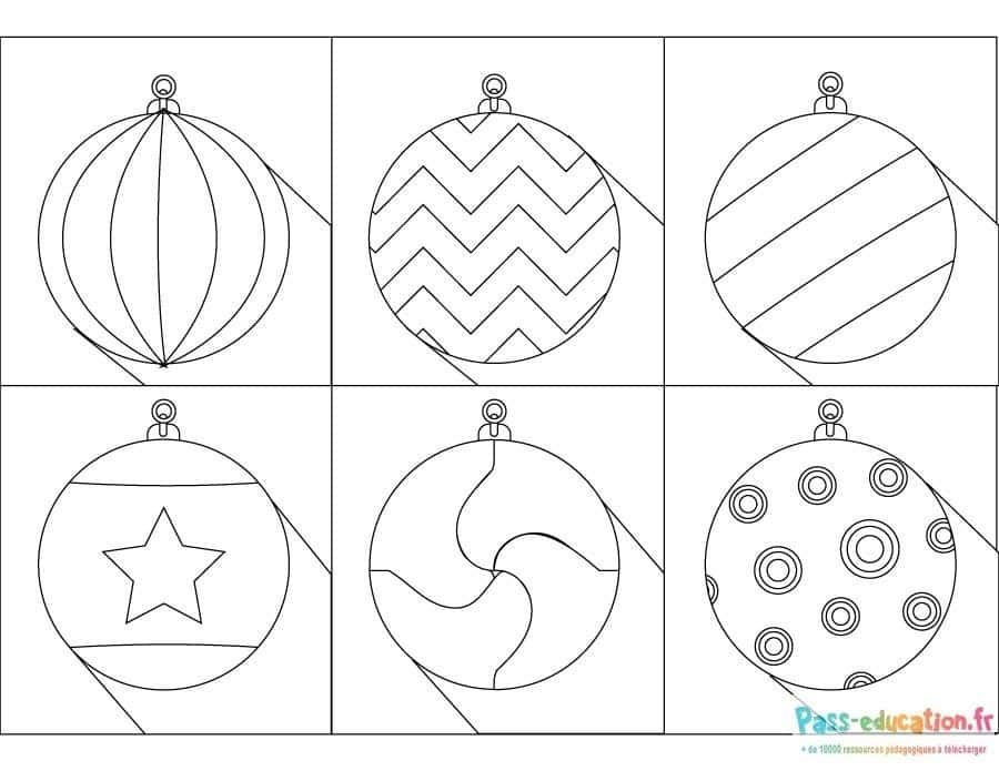 Coloriage Boules de Noël à imprimer et colorier