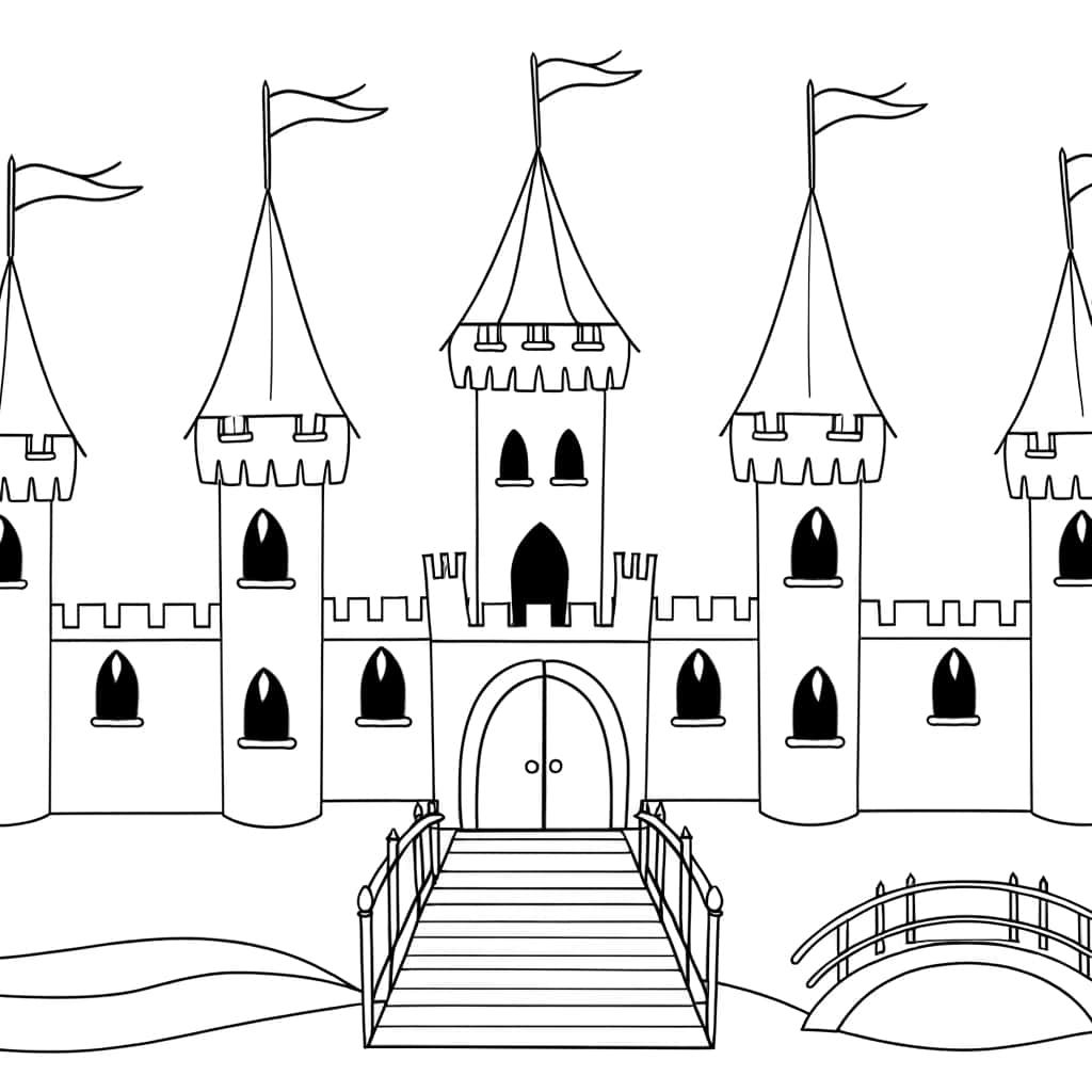 Coloriage Château médiéval à imprimer et colorier