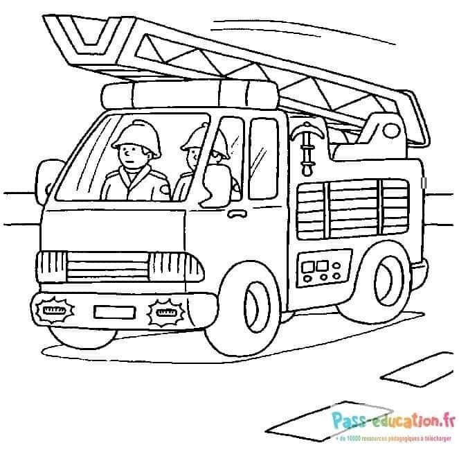 Coloriage Camion de pompiers à imprimer et colorier