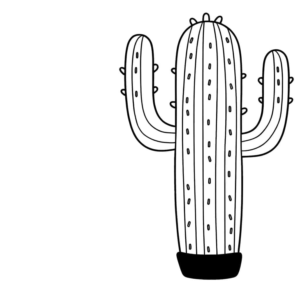Coloriage Cactus en pot à imprimer et colorier