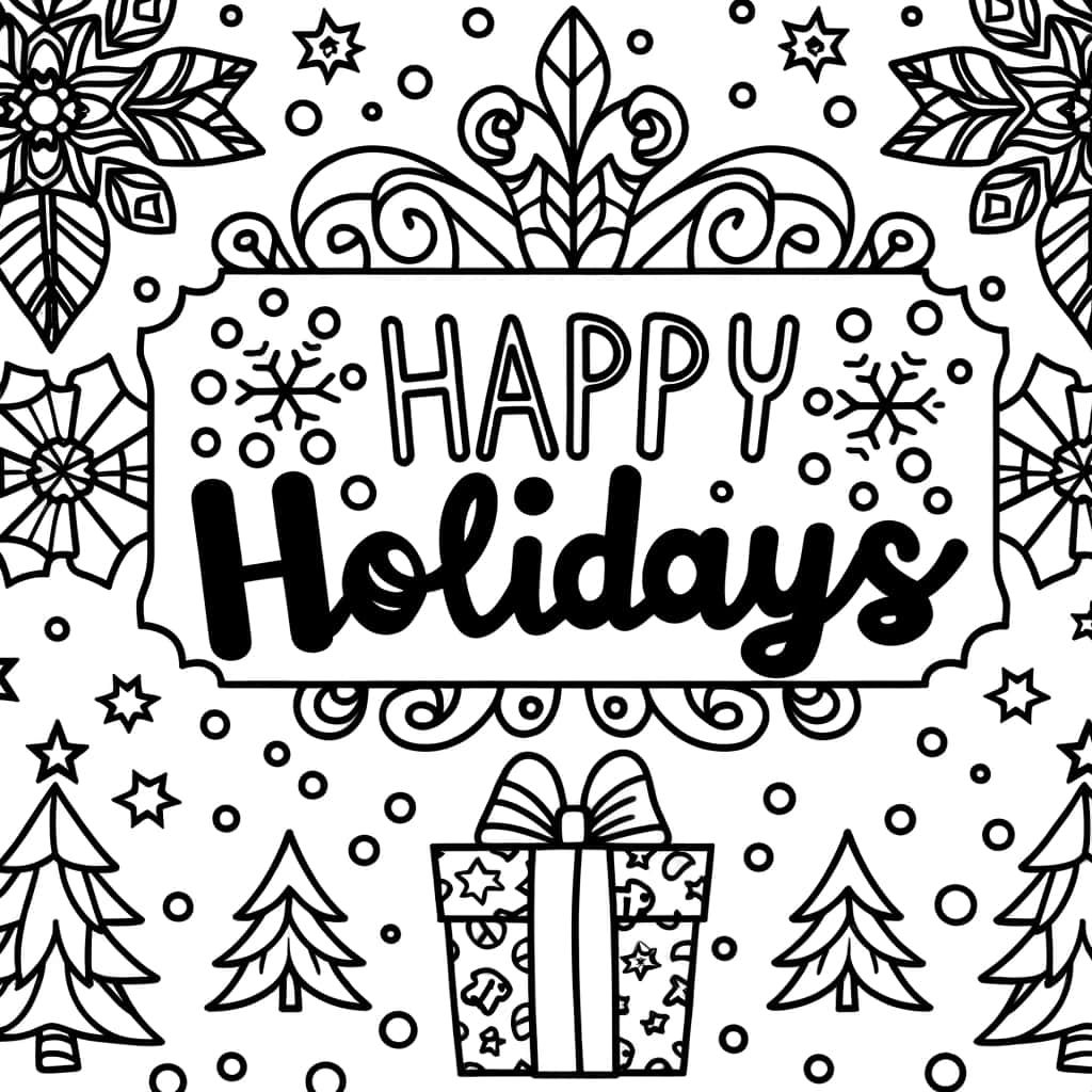 Coloriage Carte de voeux festive à imprimer et colorier
