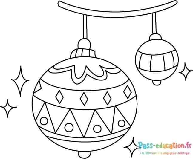 Coloriage Boules de Noël suspendues à imprimer et colorier