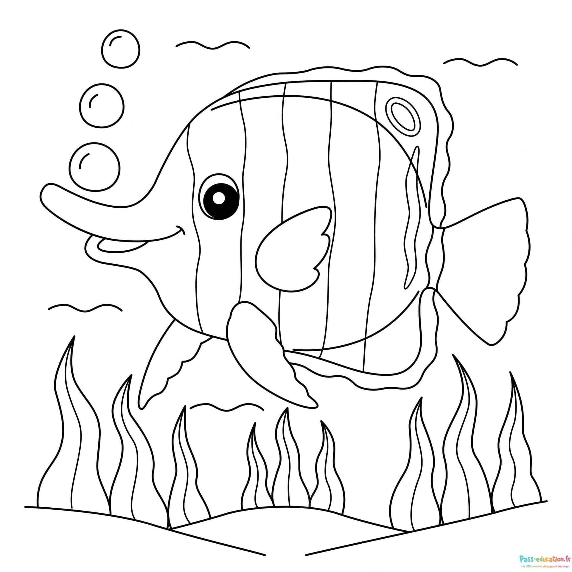 Coloriage Poisson souriant à imprimer et colorier