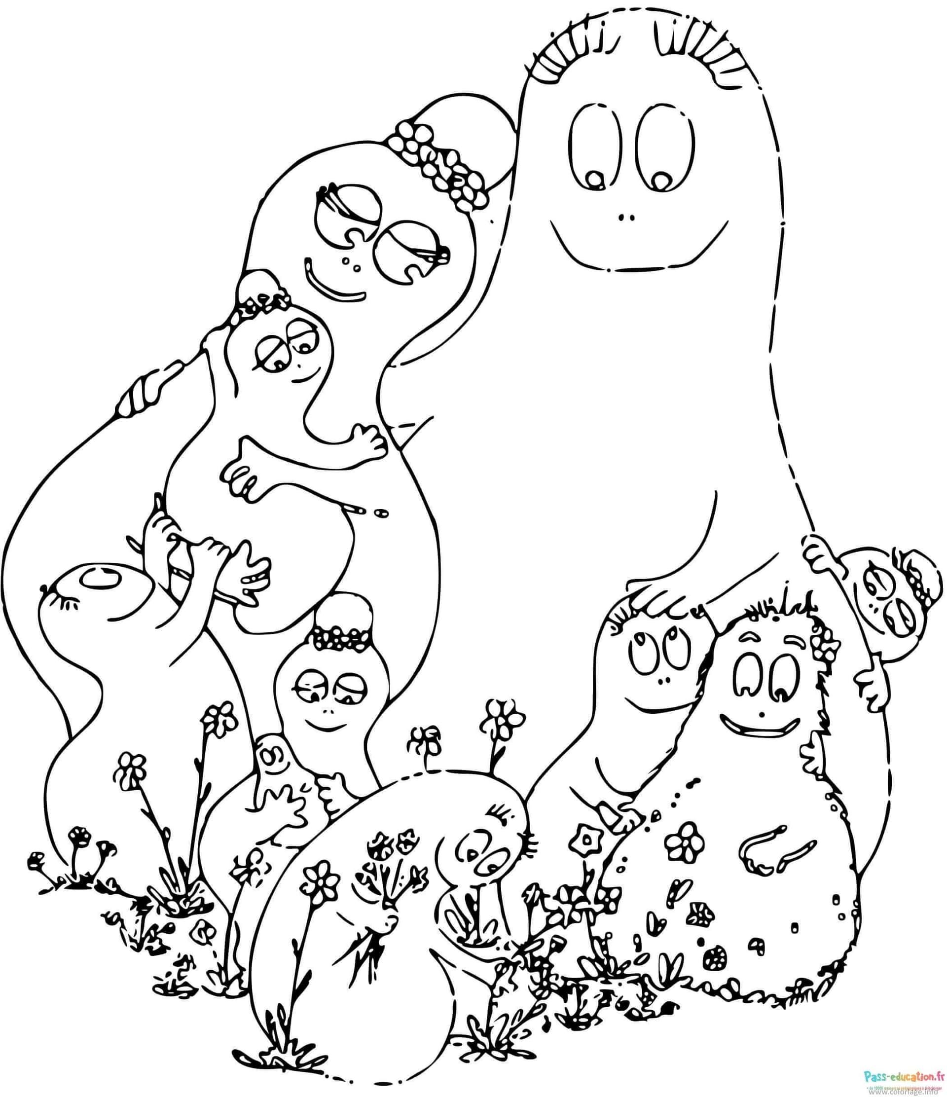 Coloriage Famille Barbapapa à imprimer et colorier