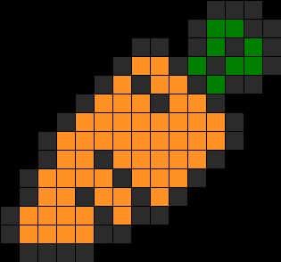 Coloriage Carotte pixelisée à imprimer et colorier