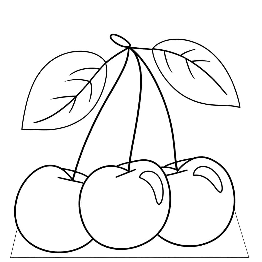 Coloriage Trois cerises à imprimer et colorier